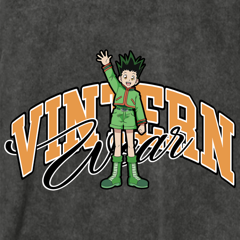 Vintern Gon - Unisex Oversized Vintage Wash T-Shirt (Black)
