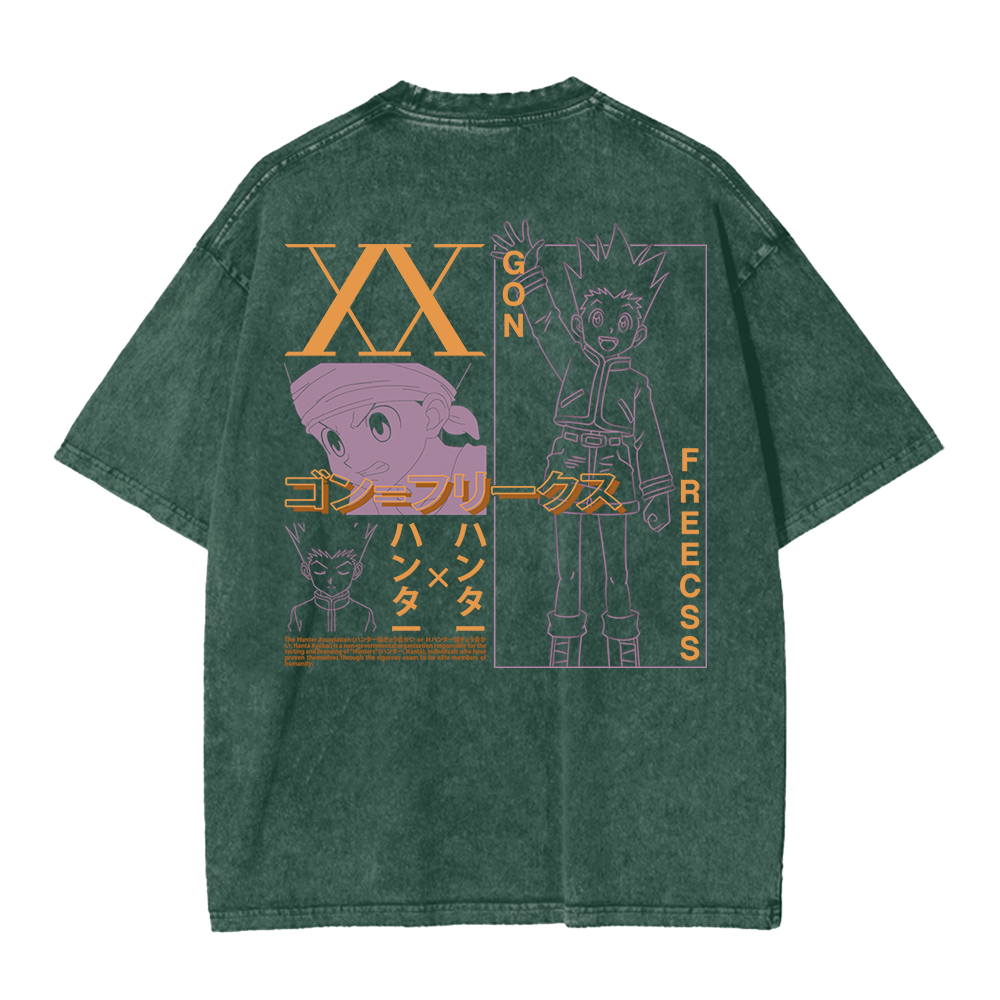 Vintern Gon - Unisex Oversized Vintage Wash T-Shirt (Green)
