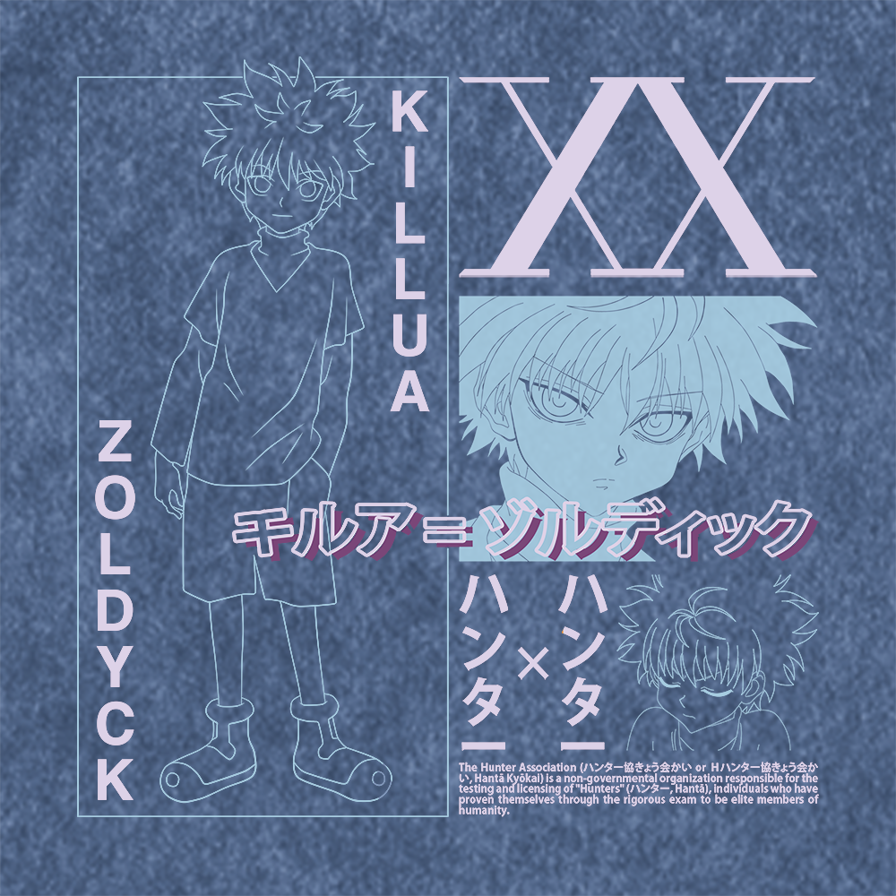 Vintern Killua - Unisex Oversized Vintage Wash T-Shirt (Blue)