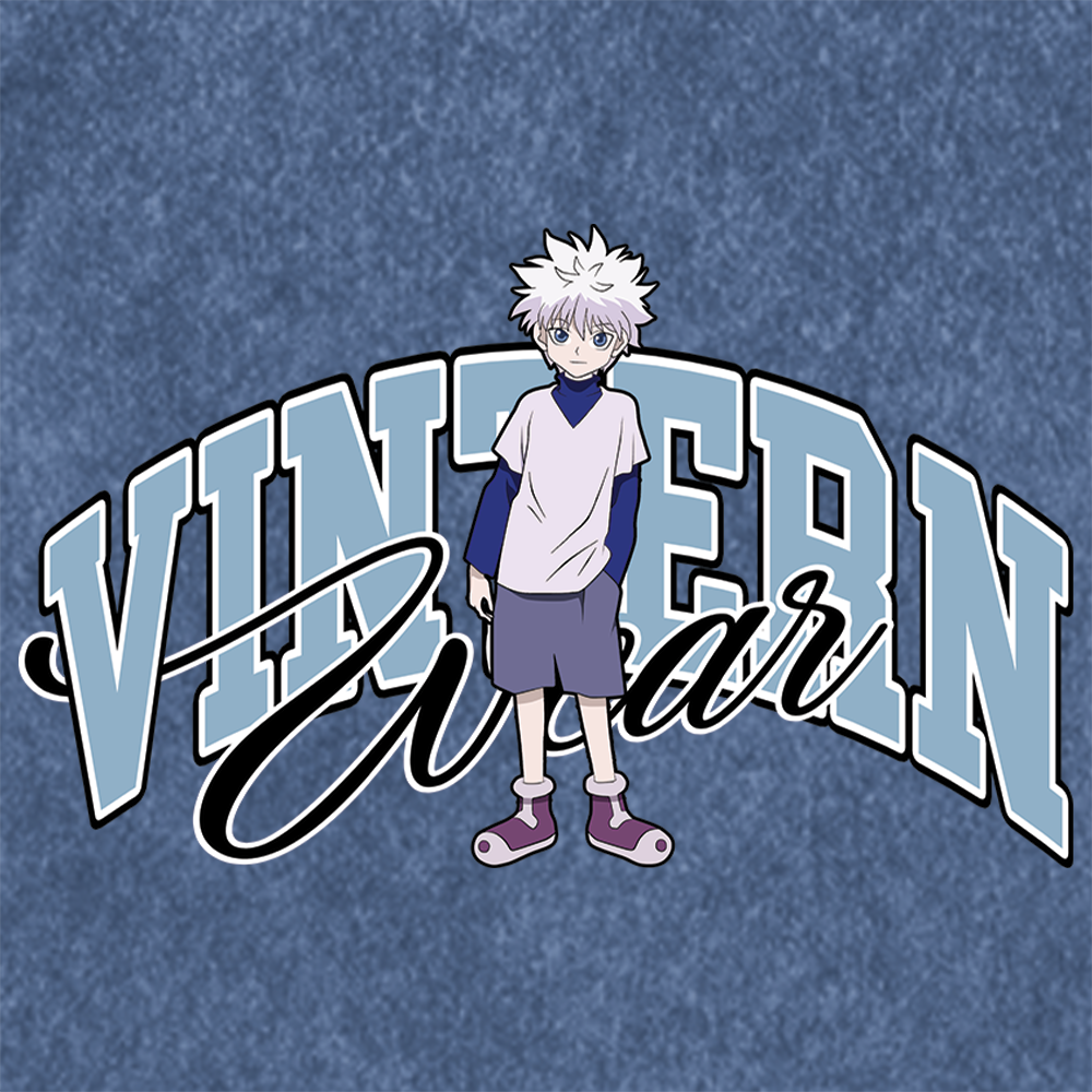 Vintern Killua - Unisex Oversized Vintage Wash T-Shirt (Blue)