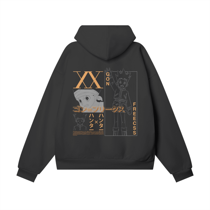 anime,gon,freecs,black,orange,grey,gray,green,hunter x hunter,hxh,streetwear,sweater,sweatshirt,hoodie,cozy,warm,cute,MOQ1,Delivery days 5