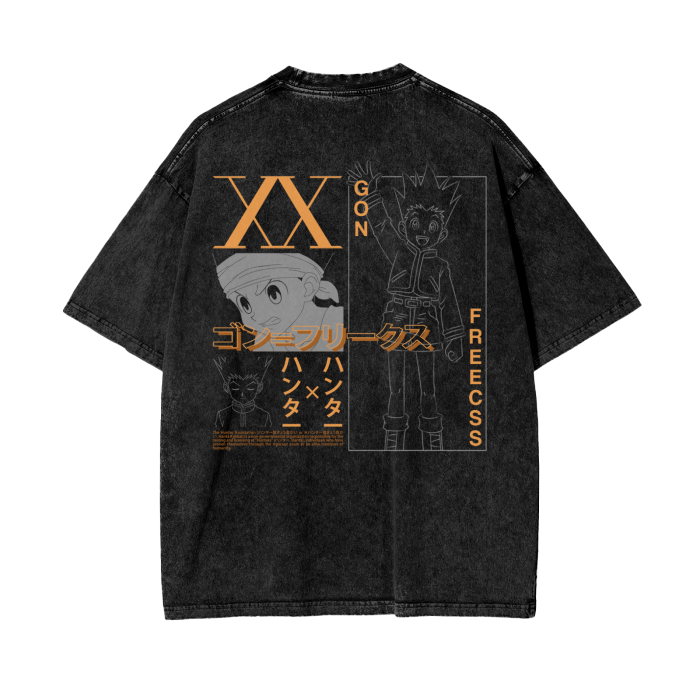 black,grey,gray,orange,vintern,green,gon,freecss,hunter x hunter,hxh,anime,weebs,japanese,hype,hypebeasts,streetwear,street,design,aesthetic,art,fanart,sick,cool,vintage,modern,snow,washed,tshirts,shirts,dope shirt,MOQ1,Delivery days 5
