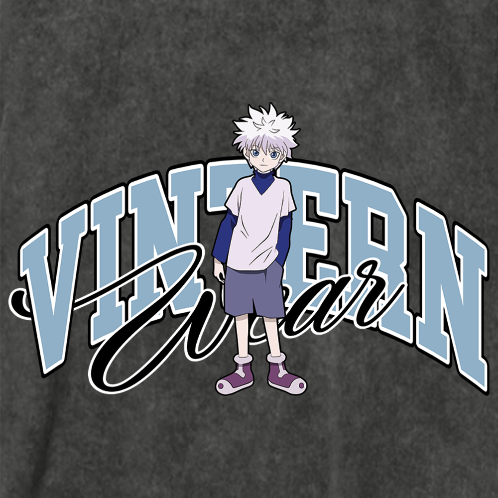Vintern Killua - Unisex Oversized Vintage Wash T-Shirt (Black)