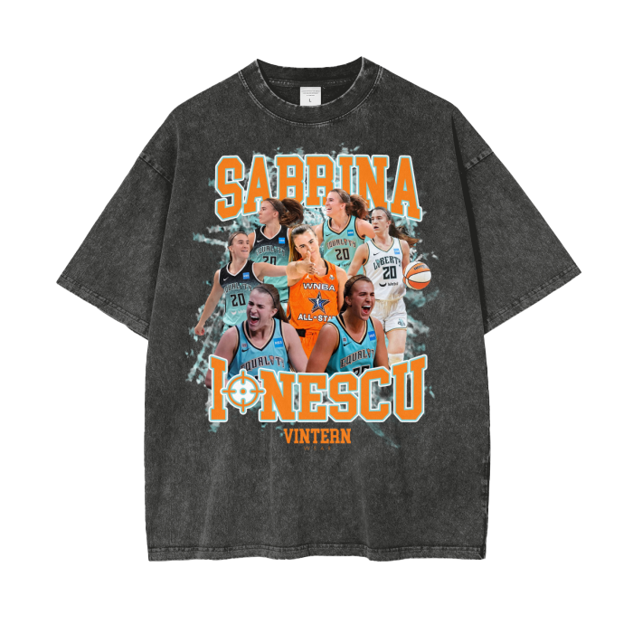 sabrina,ionescu,basketball,nba,wnba,womens,women,black,grey,gray,orange,teal,blue,white,turquoise,all star,3 pointer,hoops,sab,sniper,shooter,shirts,tshirts,vintage,snow,washed,streetwear,graphic t,graphics,apparel,drip,MOQ1,Delivery days 5